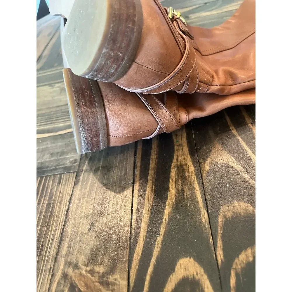 COACH MICHA CALF Women 8.5 CHESTNUT BROWN RIDING KNEE BOOTS LEATHER Preppy Fall